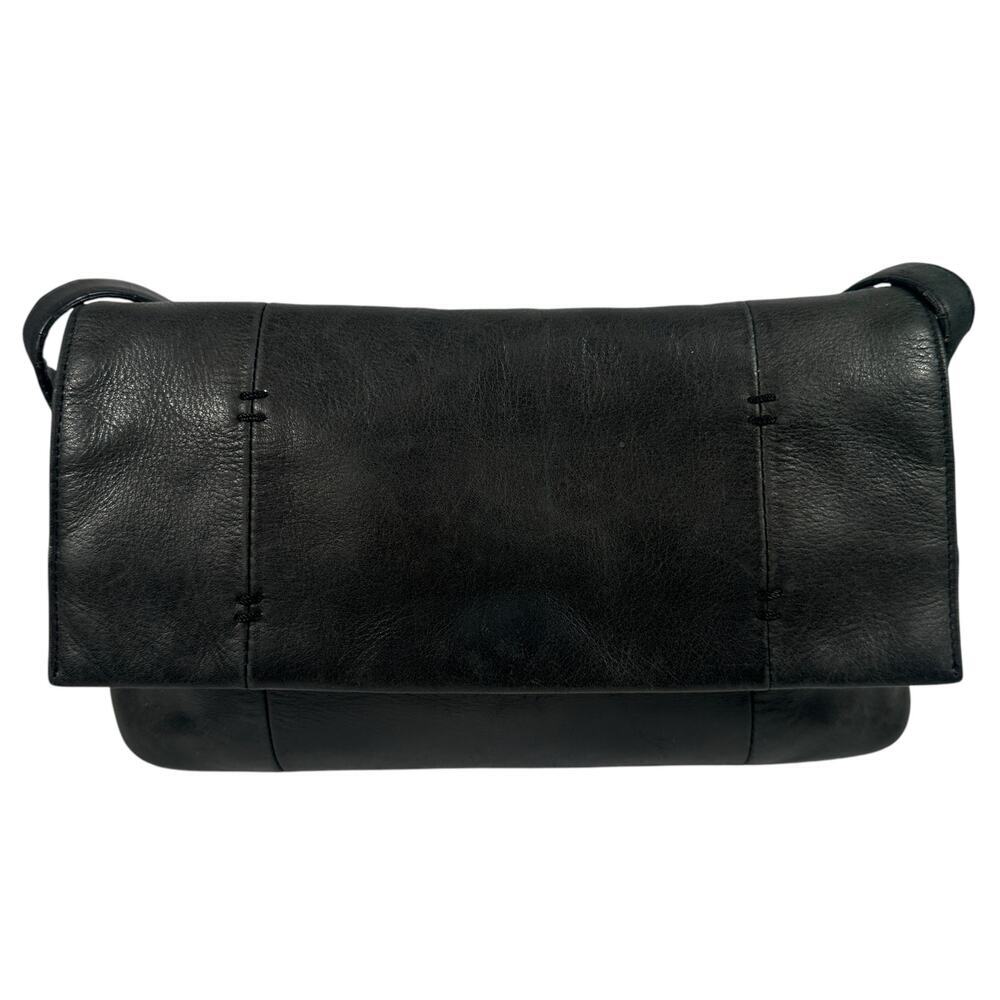 Naturalizer Genuine Leather Shoulder Bag Purse Black Y2K Moto Biker‎ Rectangle